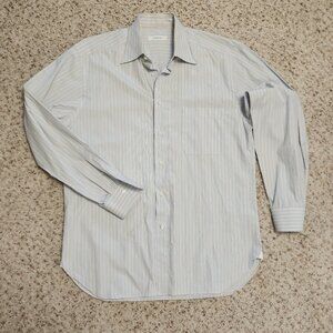 Zegna men's striped shirt L cotton button front